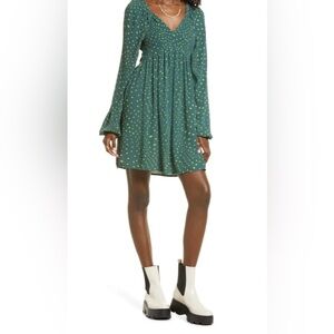 BP. V-Neck Long Sleeve Babydoll Minidress, Size Small